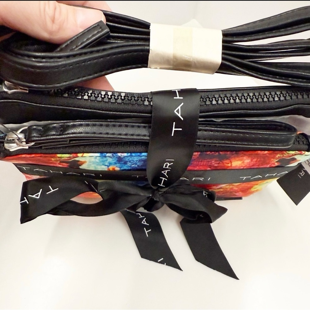 NWT Tahari Black Crossbody Bag and Watercolor Wristlet Set - Picture 5 of 8